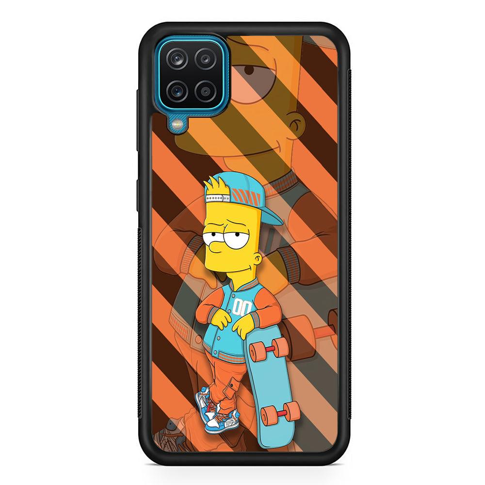 Bart Skater on Duty Samsung Galaxy A12 Case-Rubber Black (2D Case)-Oxvistore