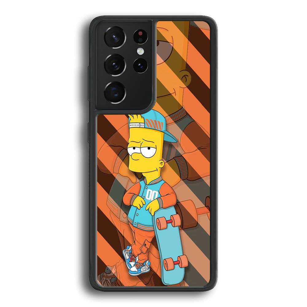 Bart Skater on Duty Samsung Galaxy S21 Ultra Case-Rubber Black (2D Case)-Oxvistore