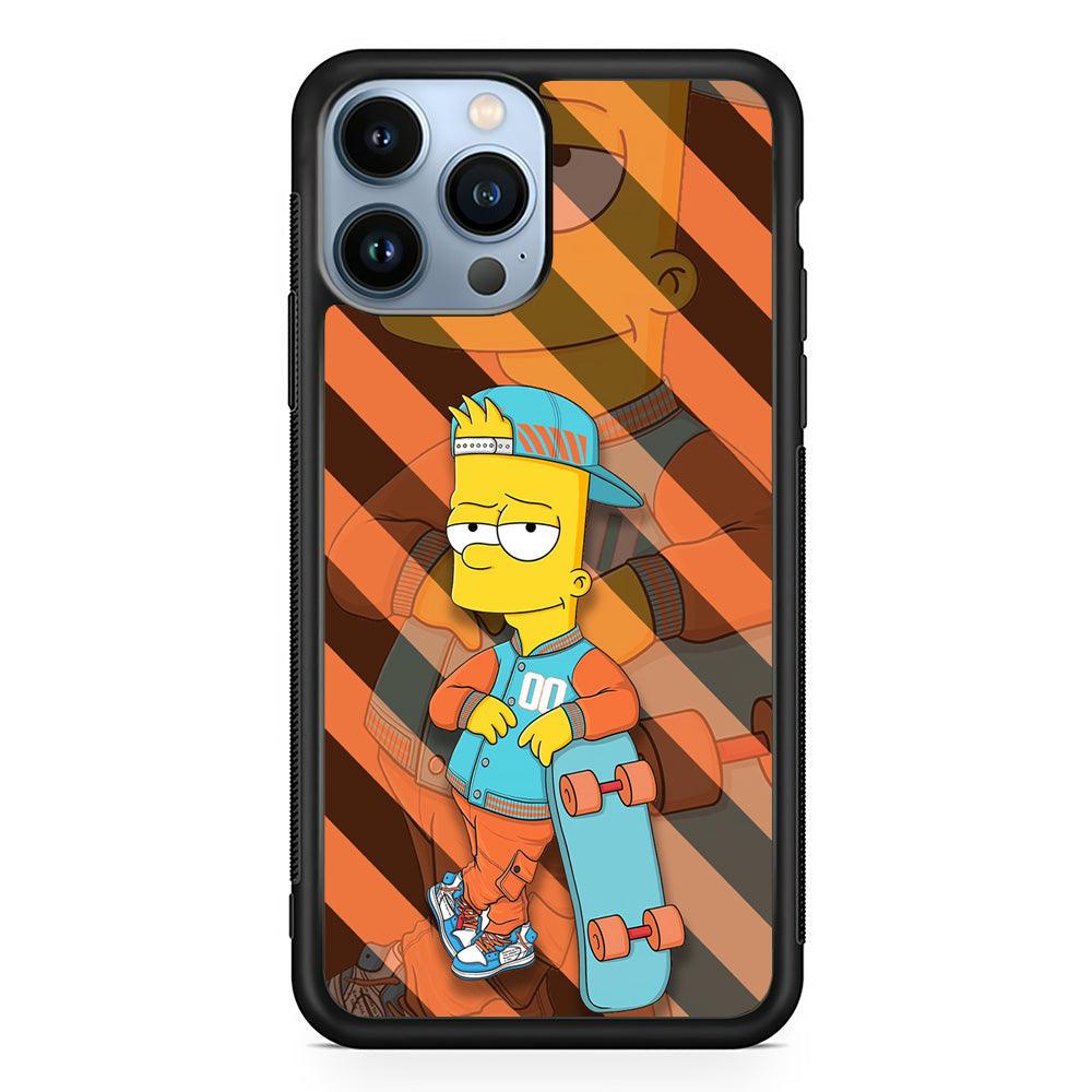 Bart Skater on Duty iPhone 14 Pro Max Case-Rubber Black (2D Case)-Oxvistore