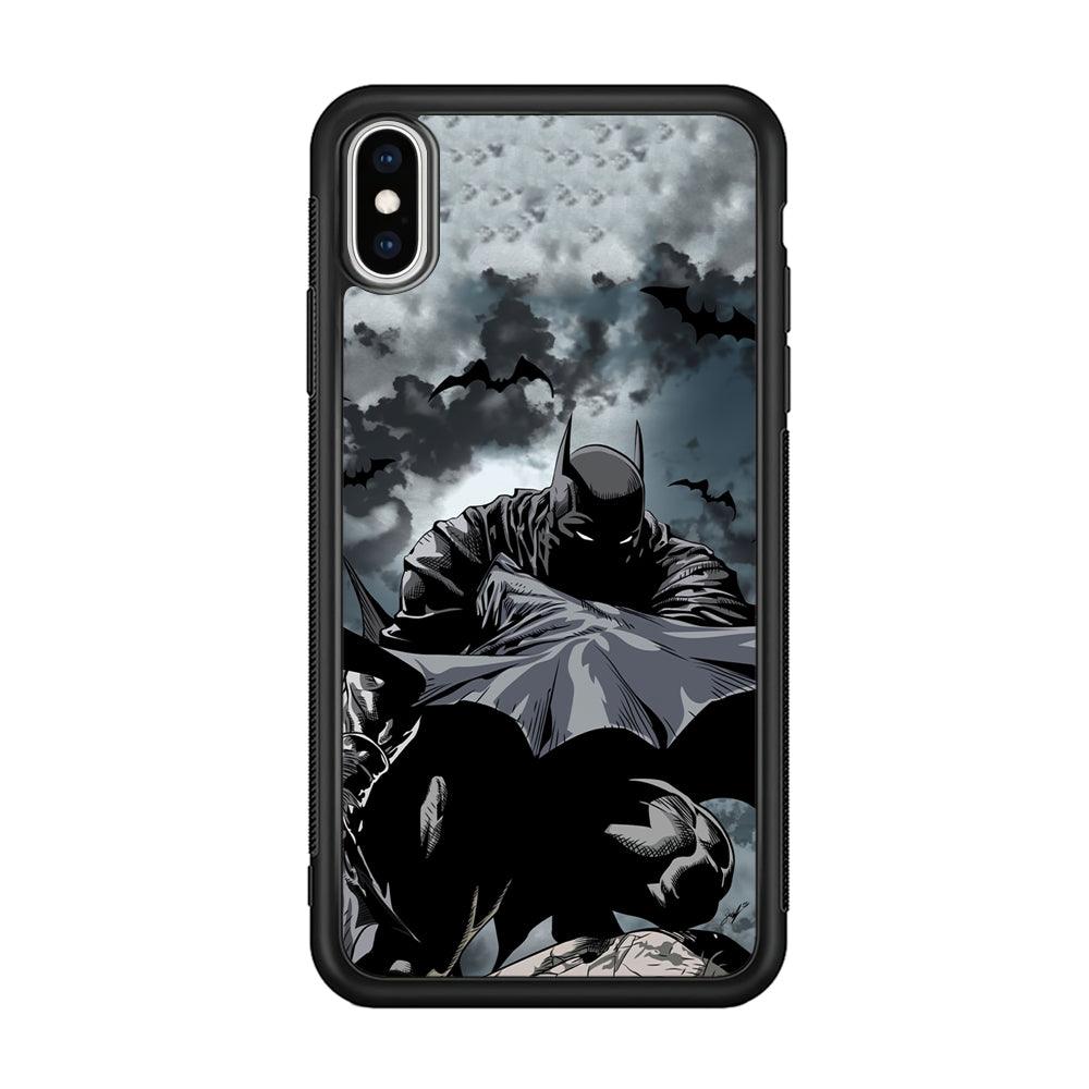 Batman Knight of Shadow iPhone XS Case-Rubber Black (2D Case)-Oxvistore