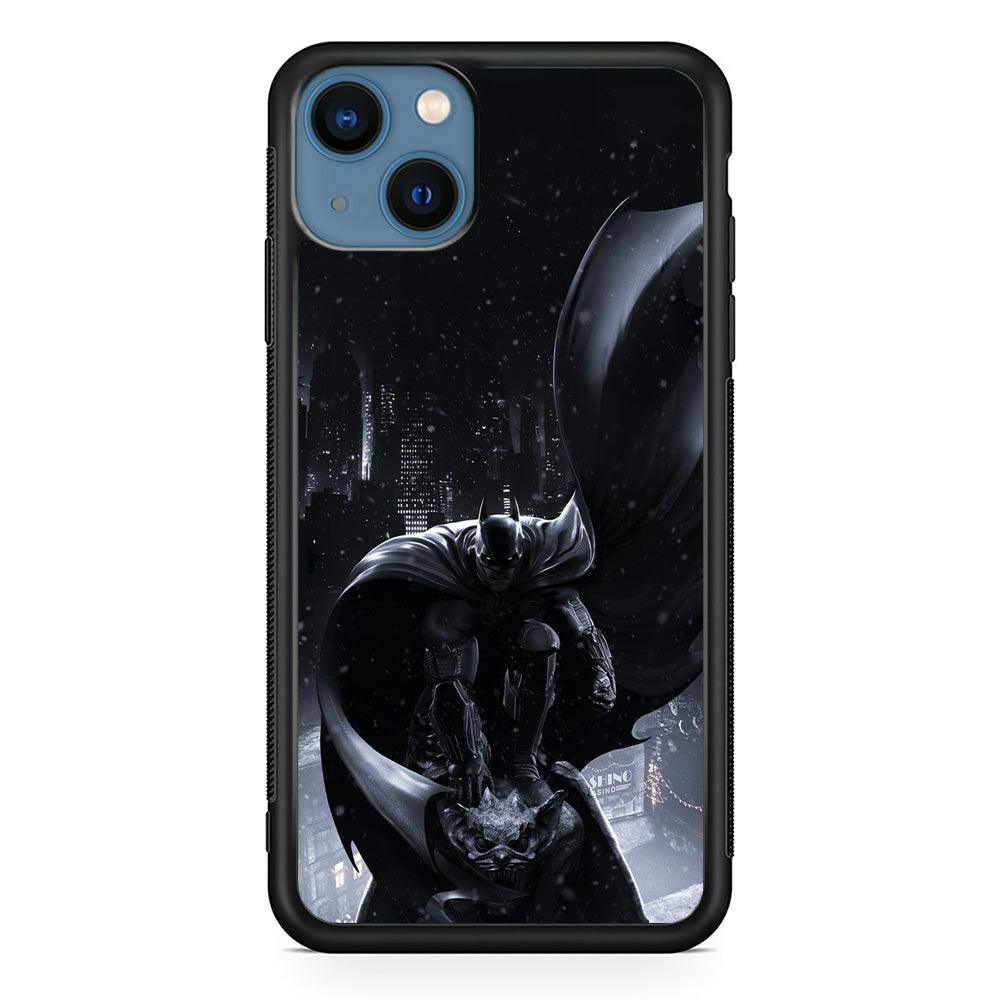 Batman Snowy Night iPhone 14 Plus Case-Rubber Black (2D Case)-Oxvistore
