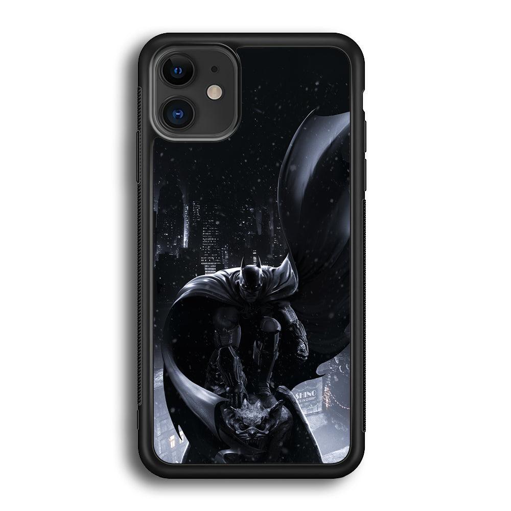 Batman Snowy Night iPhone 12 Case-Rubber Black (2D Case)-Oxvistore