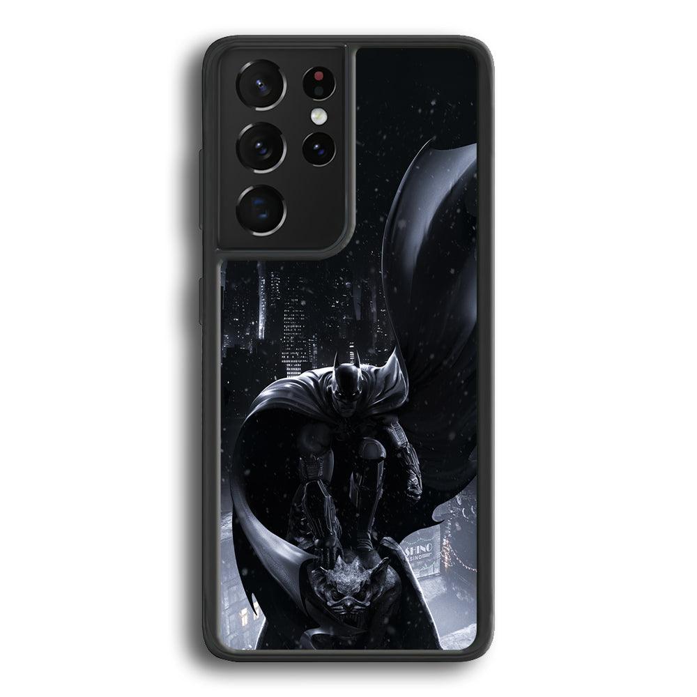 Batman Snowy Night Samsung Galaxy S22 Ultra Case-Rubber Black (2D Case)-Oxvistore