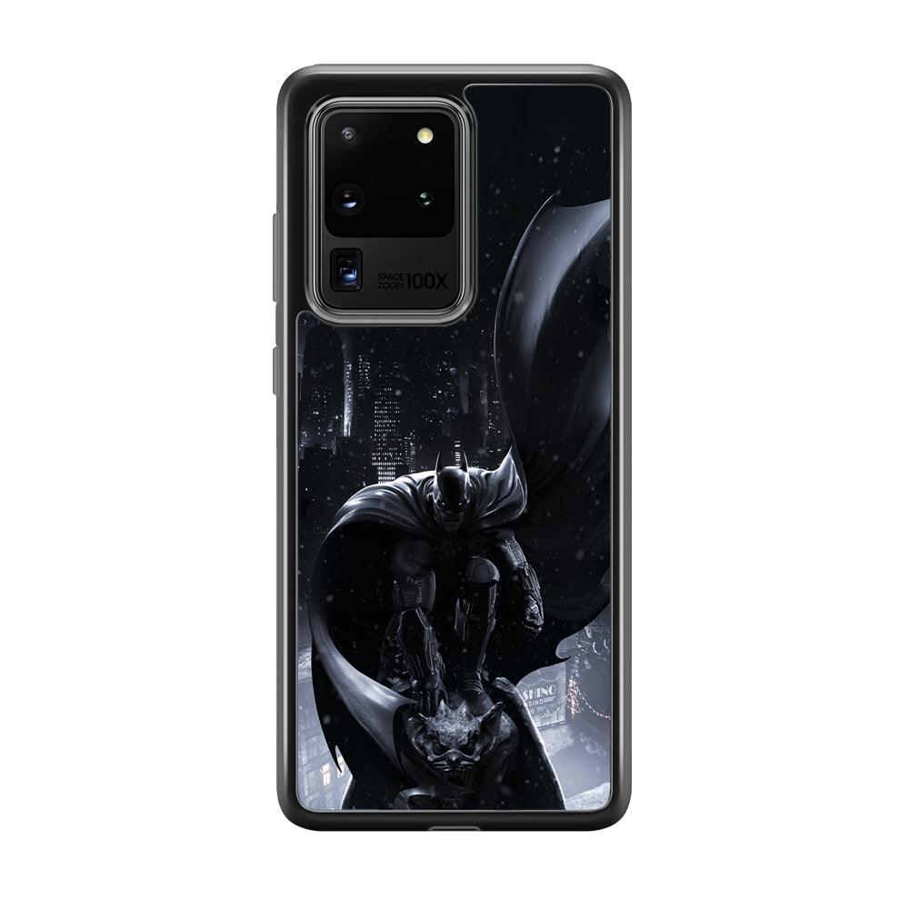 Batman Snowy Night Samsung Galaxy S20 Ultra Case-Rubber Black (2D Case)-Oxvistore