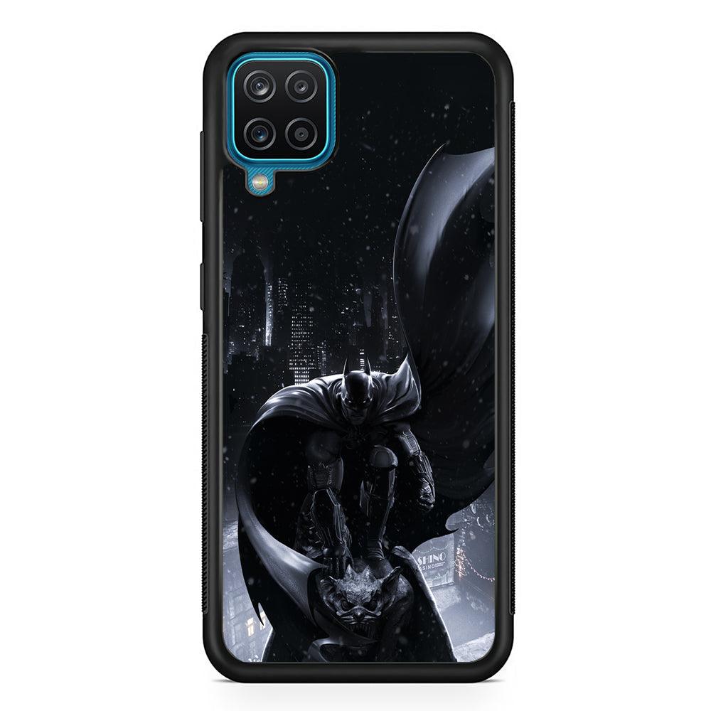 Batman Snowy Night Samsung Galaxy A12 Case-Rubber Black (2D Case)-Oxvistore