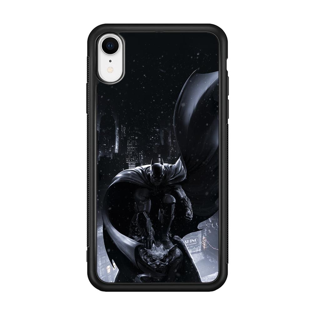 Batman Snowy Night iPhone XR Case-Rubber Black (2D Case)-Oxvistore