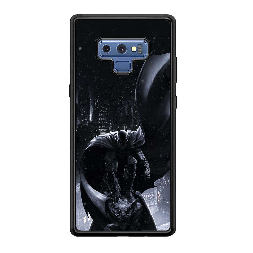 Batman Snowy Night Samsung Galaxy Note 9 Case-Rubber Black (2D Case)-Oxvistore