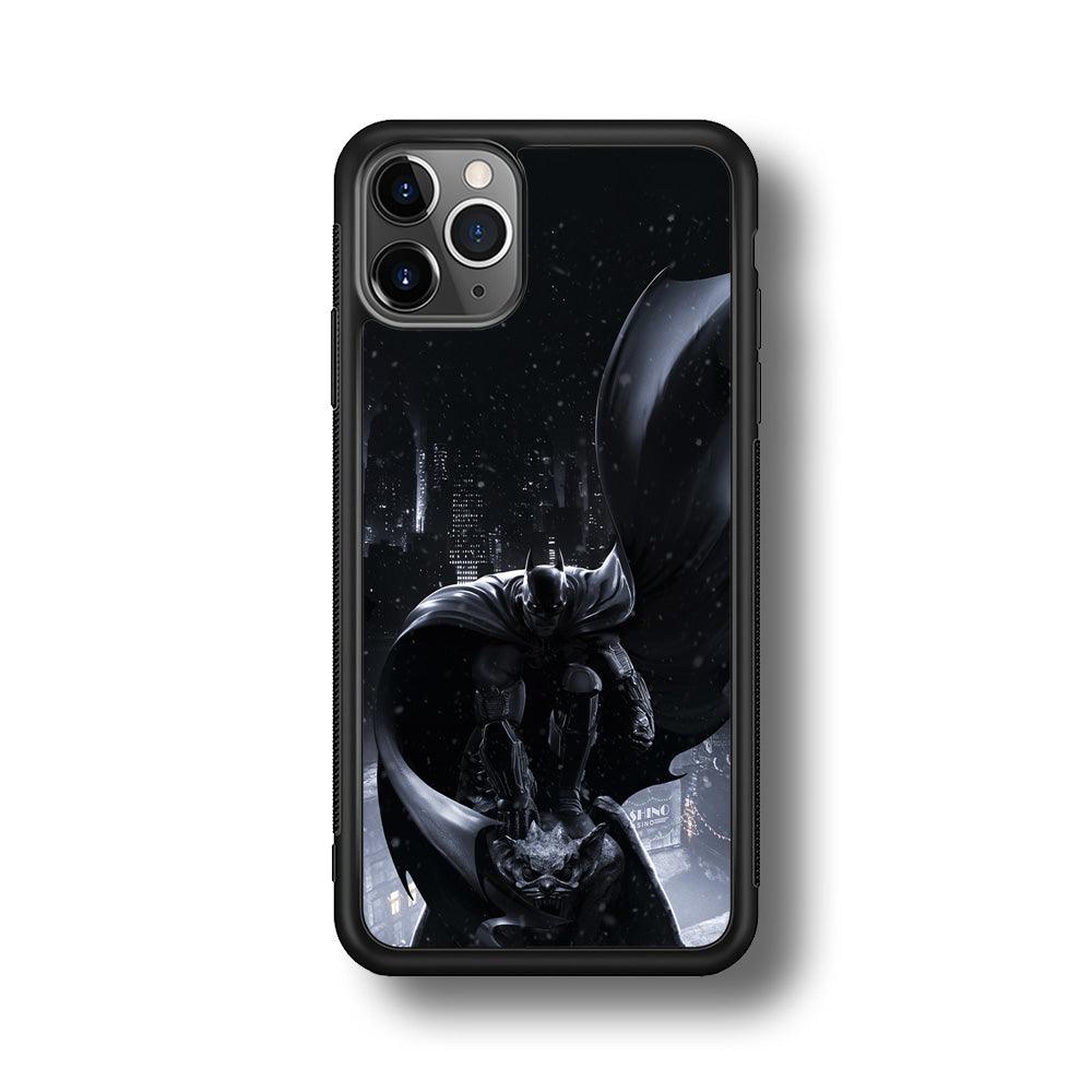 Batman Snowy Night iPhone 11 Pro Max Case-Rubber Black (2D Case)-Oxvistore
