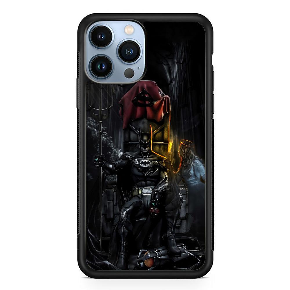 Batman Throne of Dark World iPhone 14 Pro Max Case-Rubber Black (2D Case)-Oxvistore