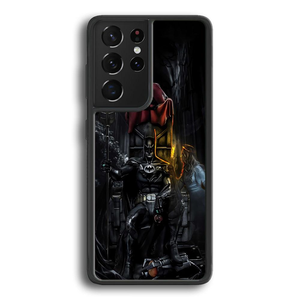 Batman Throne of Dark World Samsung Galaxy S21 Ultra Case-Rubber Black (2D Case)-Oxvistore
