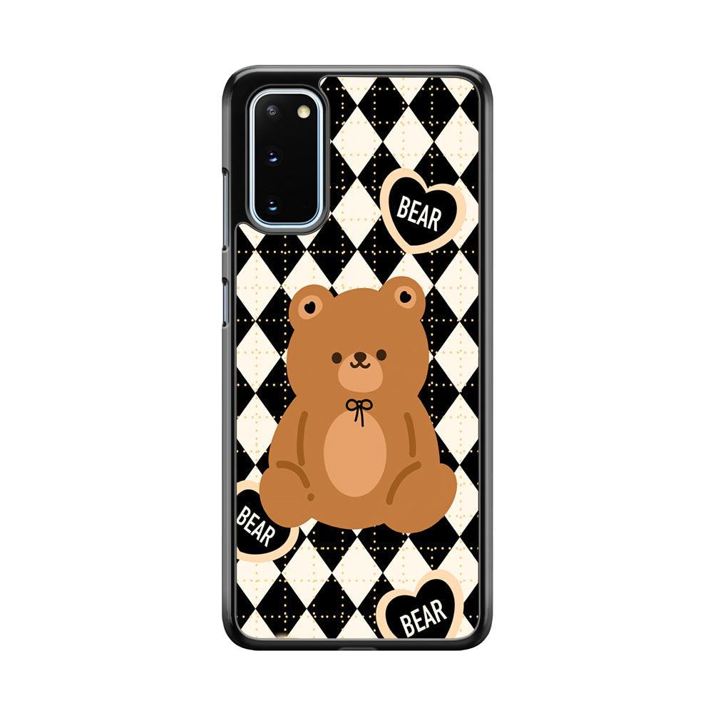 Bear and Black Flanel Theme Samsung Galaxy S20 Case-Rubber White (2D Case)-Oxvistore