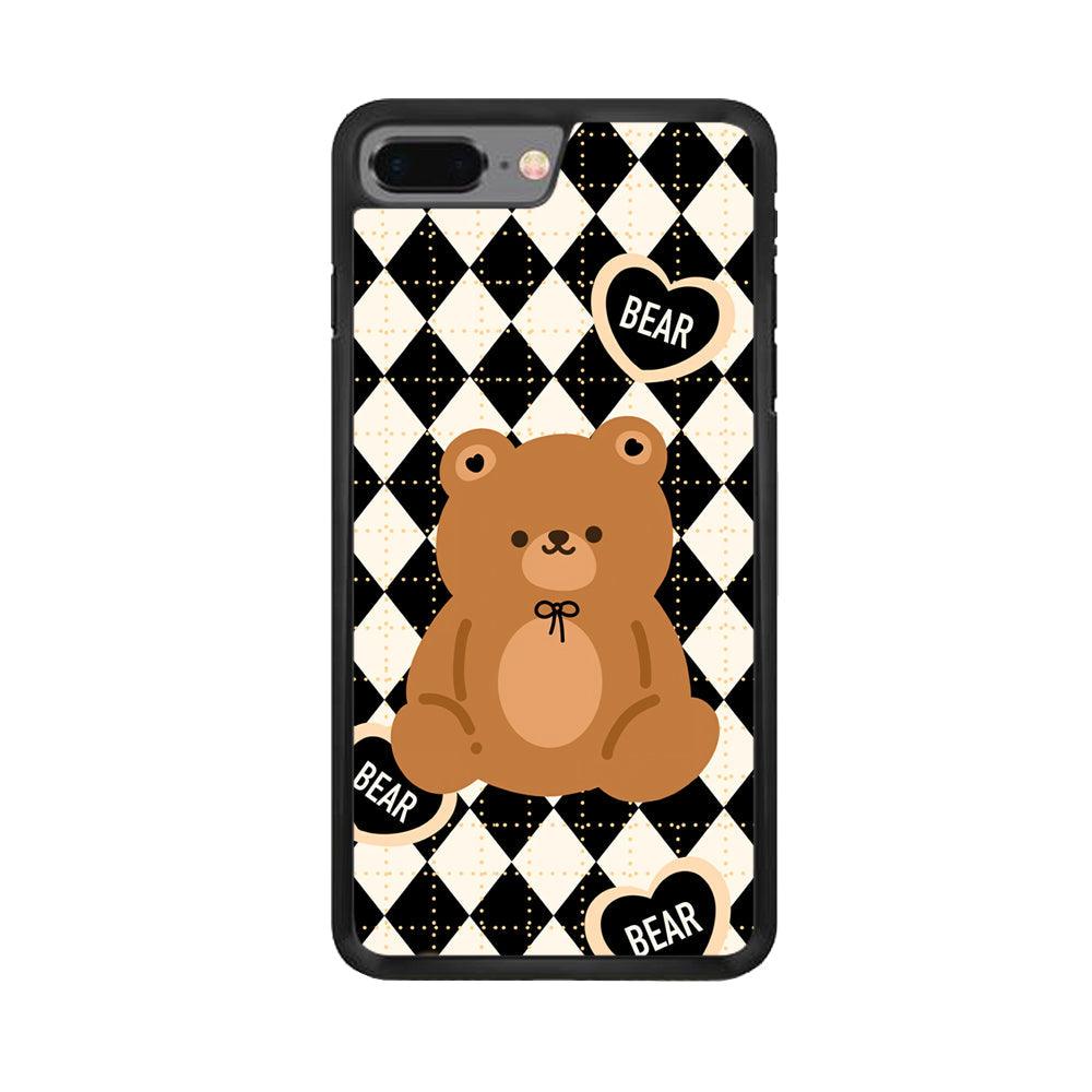 Bear and Black Flanel Theme iPhone 7 Plus Case-Rubber Black (2D Case)-Oxvistore