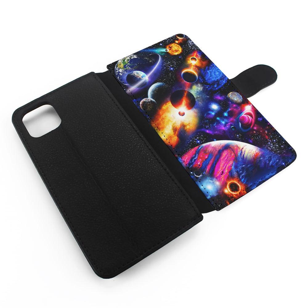 Beautiful Space Galaxy Planets Flip Wallet Phone Case-Oxvistore