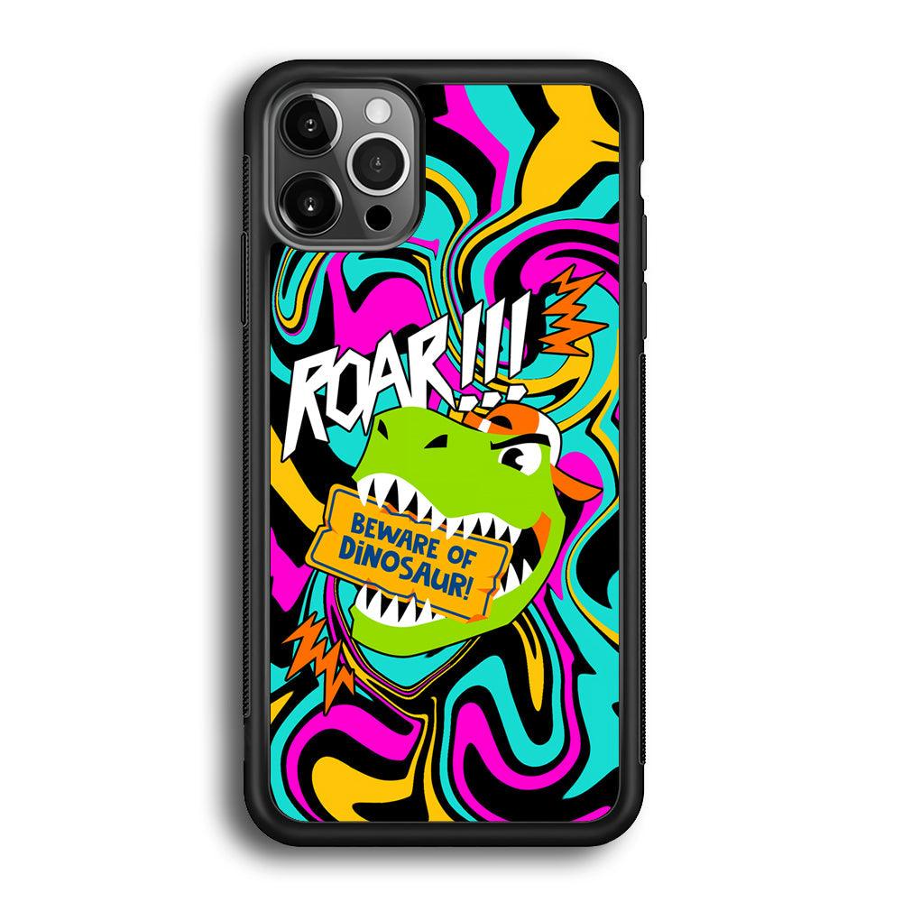 Beware from Dinosaur Roar iPhone 12 Pro Case-Rubber Black (2D Case)-Oxvistore