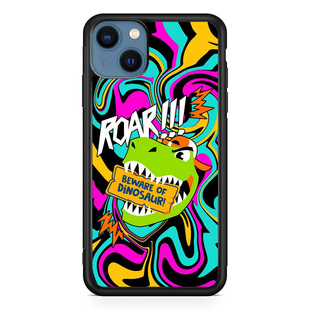 Beware from Dinosaur Roar iPhone 14 Plus Case-Rubber Black (2D Case)-Oxvistore
