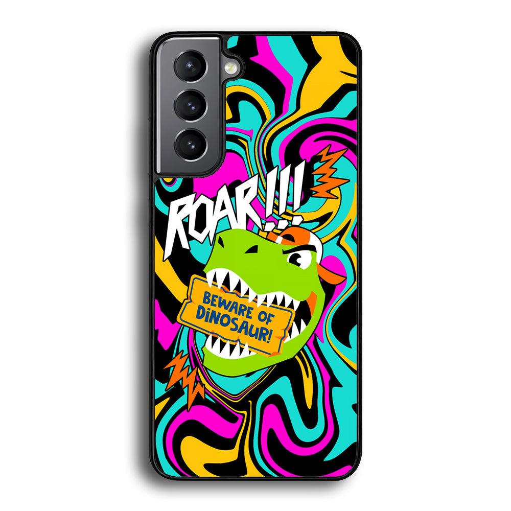 Beware from Dinosaur Roar Samsung Galaxy S21 Plus Case-Rubber Black (2D Case)-Oxvistore