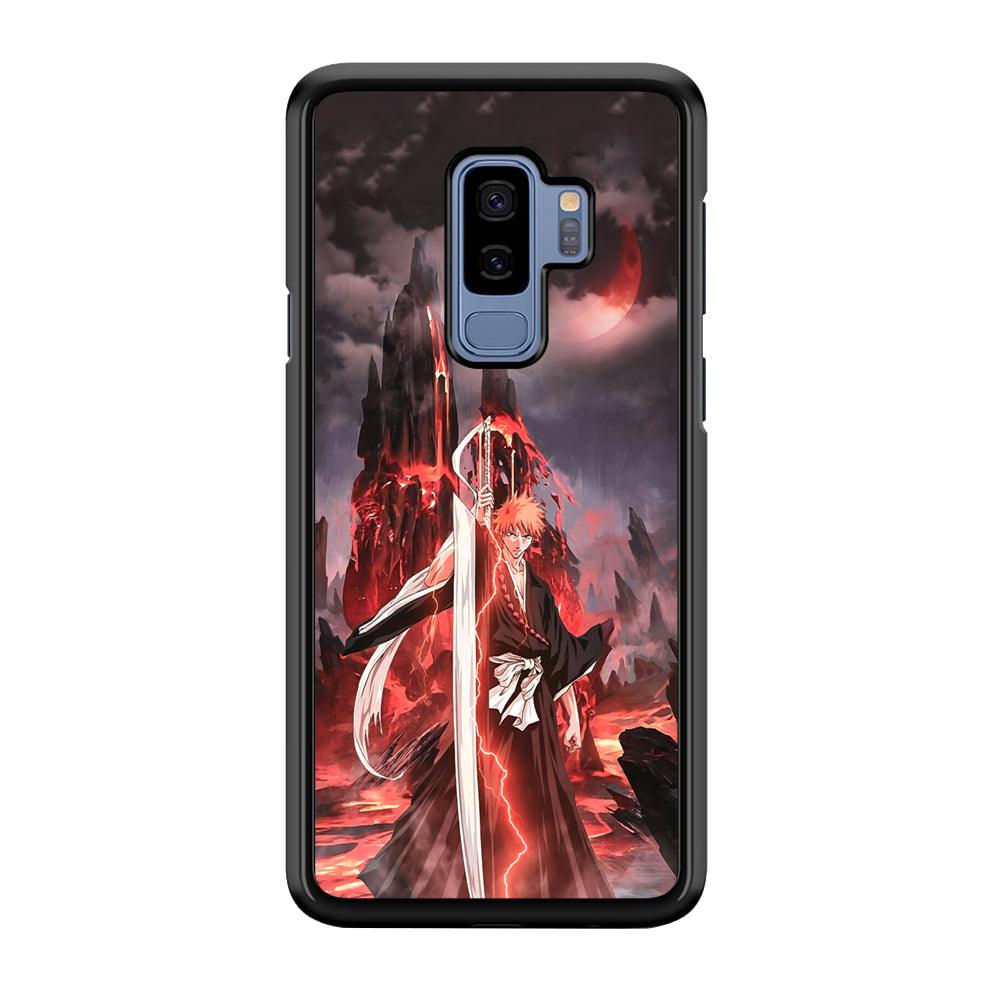 Bleach Red Moon and Lightning Samsung Galaxy S9 Plus Case-Rubber Black (2D Case)-Oxvistore