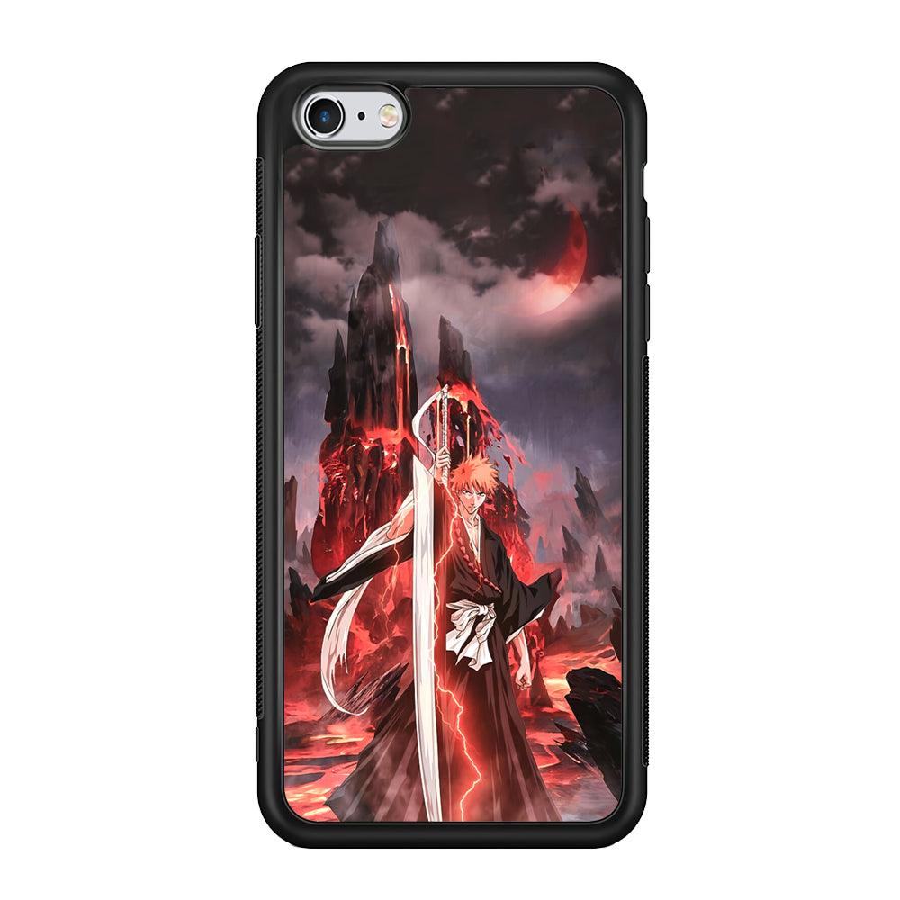 Bleach Red Moon and Lightning iPhone 6 Plus | 6s Plus Case-Rubber Black (2D Case)-Oxvistore