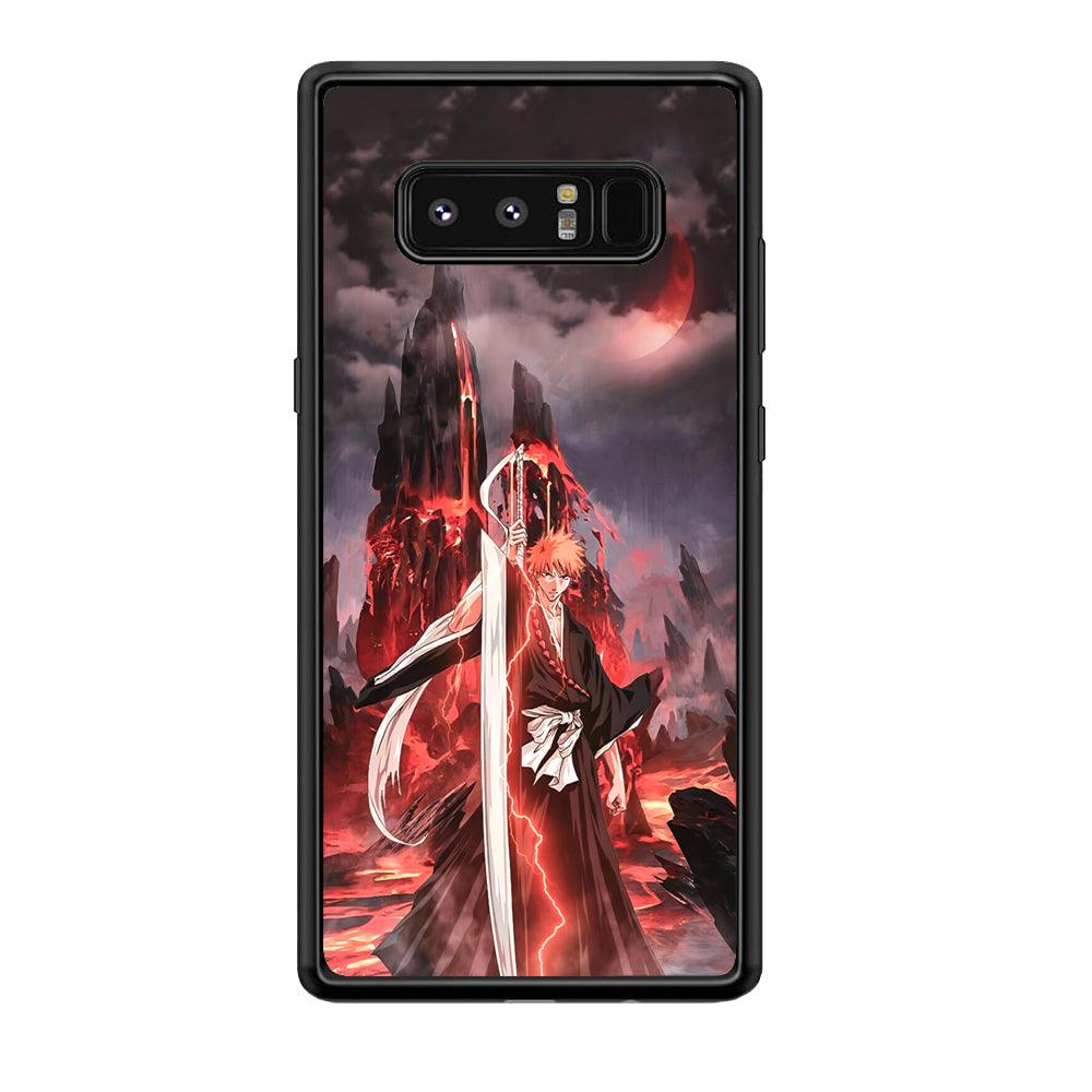 Bleach Red Moon and Lightning Samsung Galaxy Note 8 Case-Rubber Black (2D Case)-Oxvistore