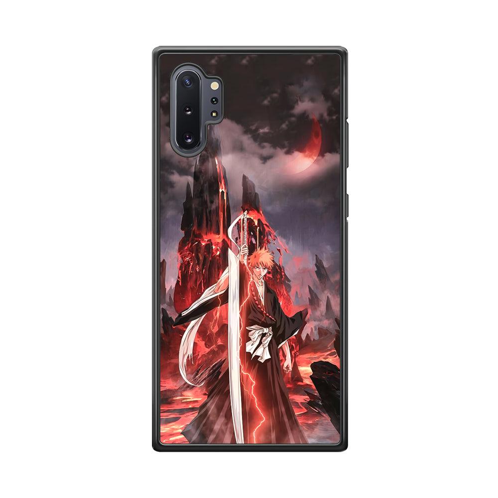 Bleach Red Moon and Lightning Samsung Galaxy Note 10 Plus Case-Rubber Black (2D Case)-Oxvistore