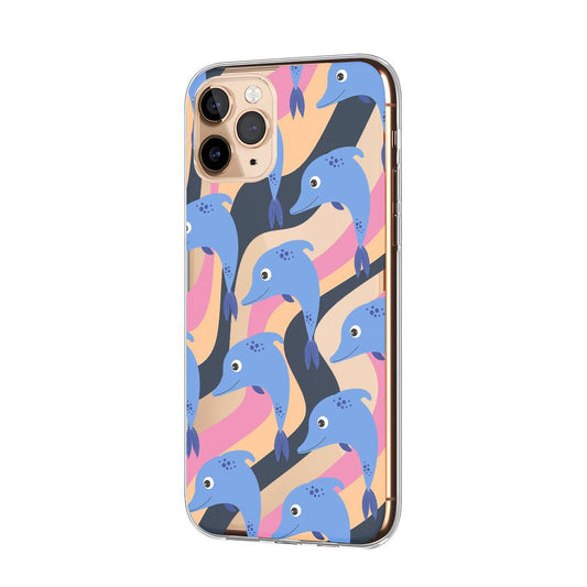 Blue Dolphin in Crashing Waves Clear Soft Case-Oxvistore