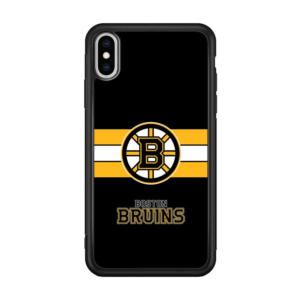 Boston Bruins Light in The Darkness iPhone XS Case-Rubber Black (2D Case)-Oxvistore