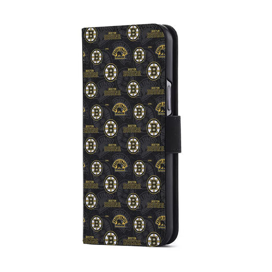 Boston Bruins Pattern Flip Wallet Phone Case-Oxvistore