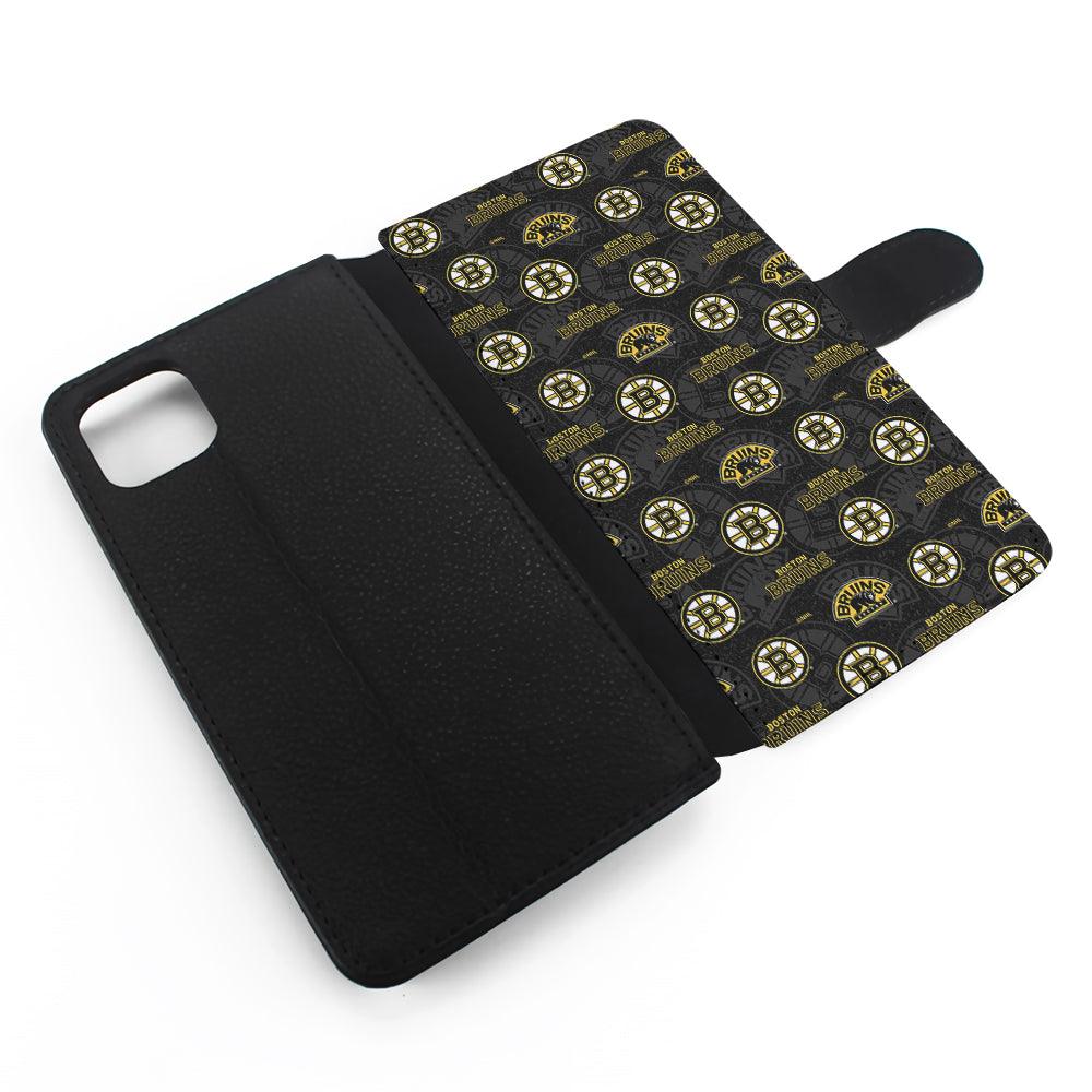 Boston Bruins Pattern Flip Wallet Phone Case-Oxvistore