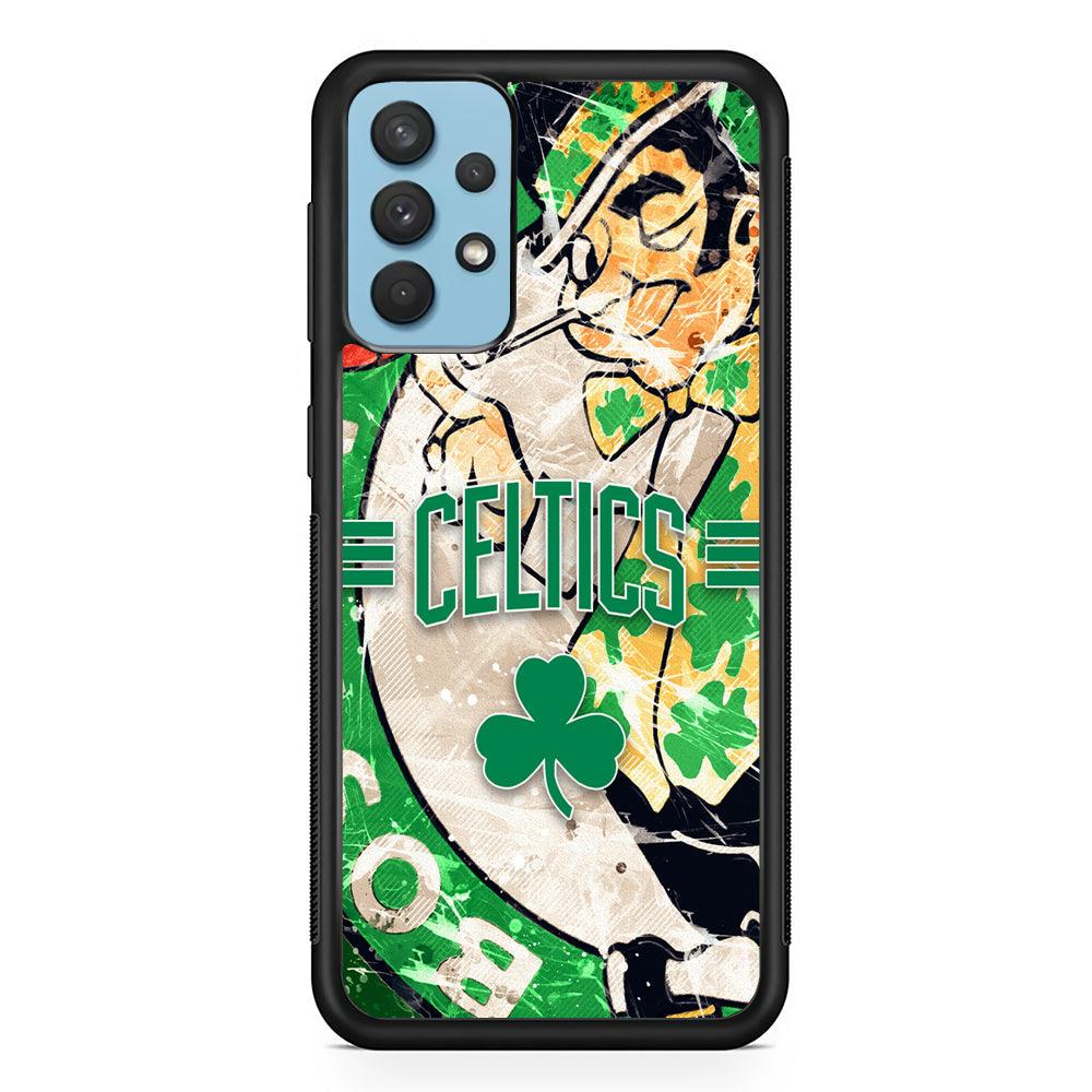 Boston Celtics Game Never End Samsung Galaxy A32 Case-Rubber Black (2D Case)-Oxvistore