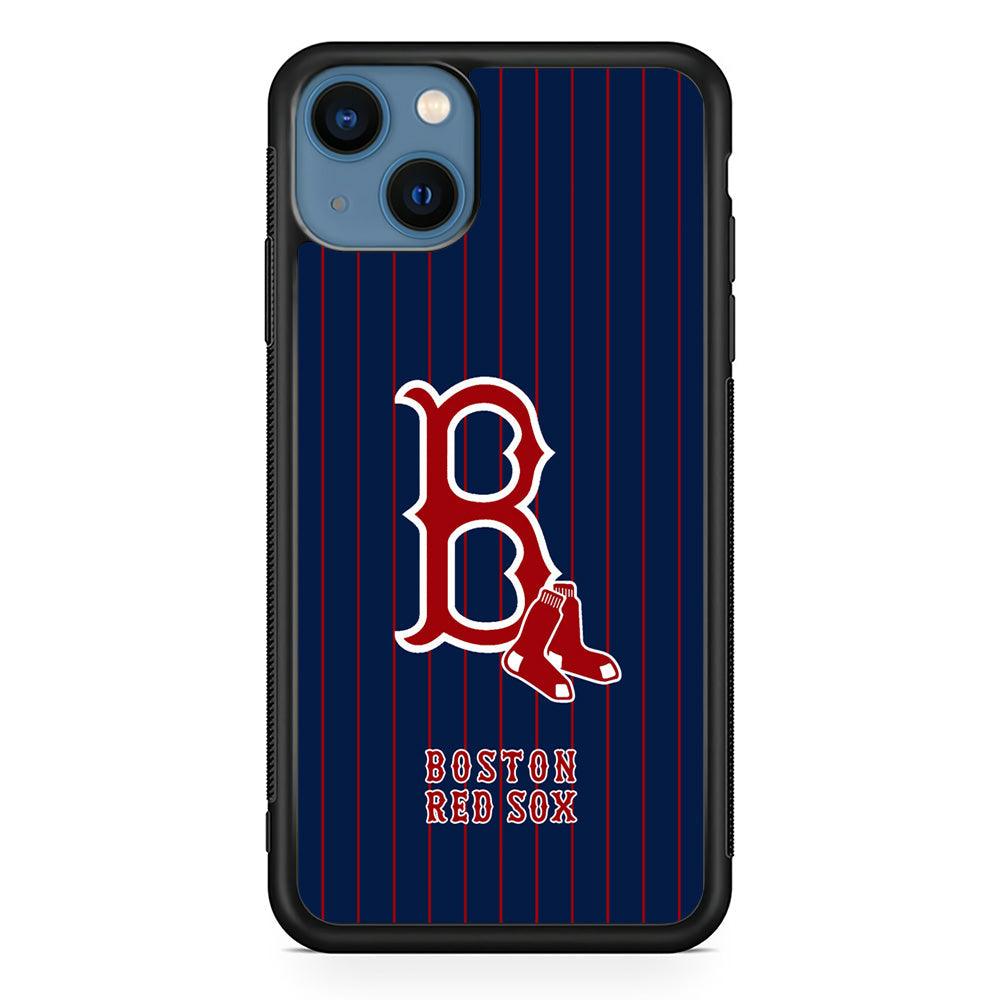 Boston Red Sox Bold and Firm iPhone 13 Case-Rubber Black (2D Case)-Oxvistore
