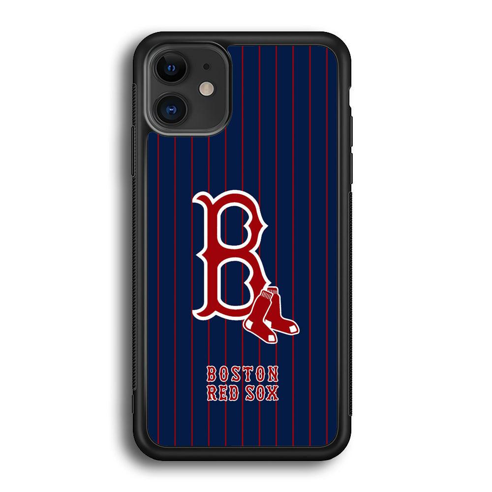 Boston Red Sox Bold and Firm iPhone 12 Case-Rubber Black (2D Case)-Oxvistore