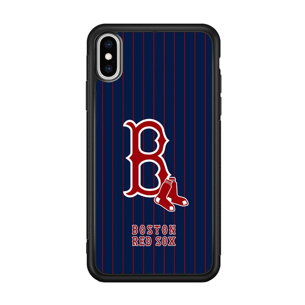 Boston Red Sox Bold and Firm iPhone Xs Max Case-Rubber Black (2D Case)-Oxvistore