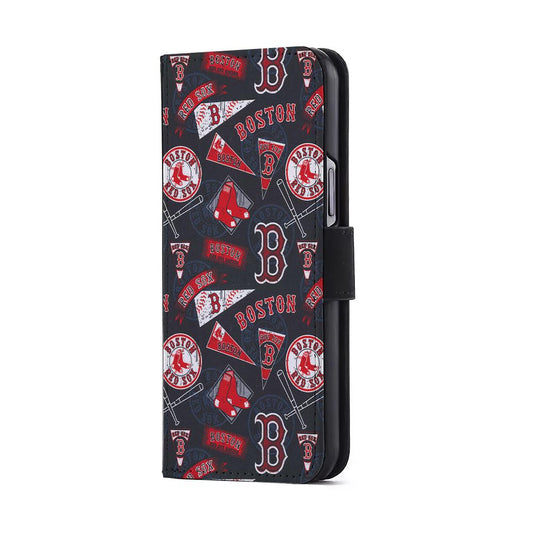 Boston Red Sox Pattern Flip Wallet Phone Case-Oxvistore