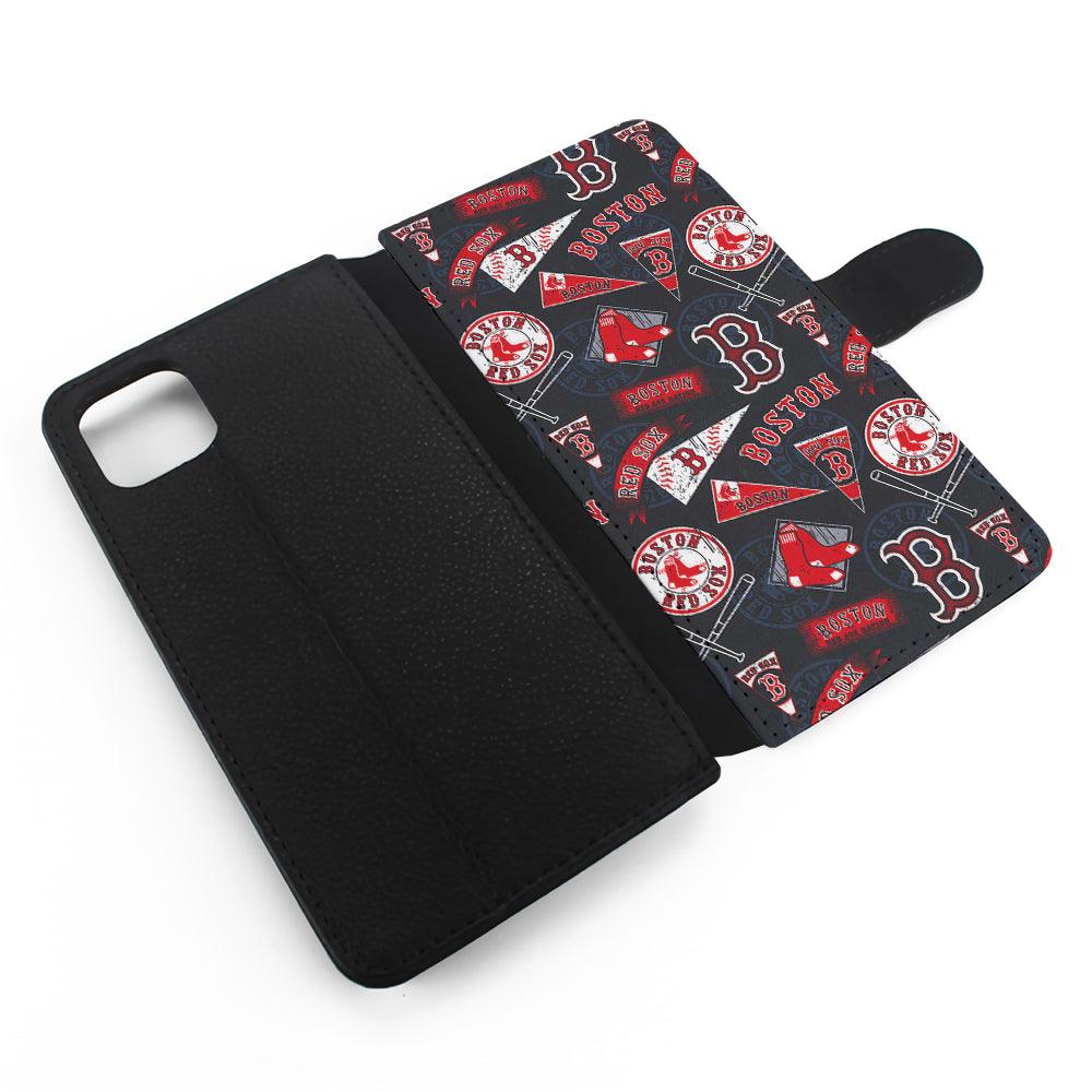 Boston Red Sox Pattern Flip Wallet Phone Case-Oxvistore
