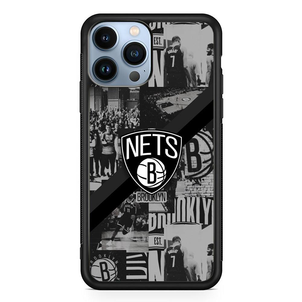 Brooklyn Nets Collage of The Journey iPhone 14 Pro Max Case-Rubber Black (2D Case)-Oxvistore