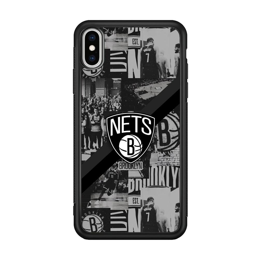 Brooklyn Nets Collage of The Journey iPhone XS Case-Rubber Black (2D Case)-Oxvistore