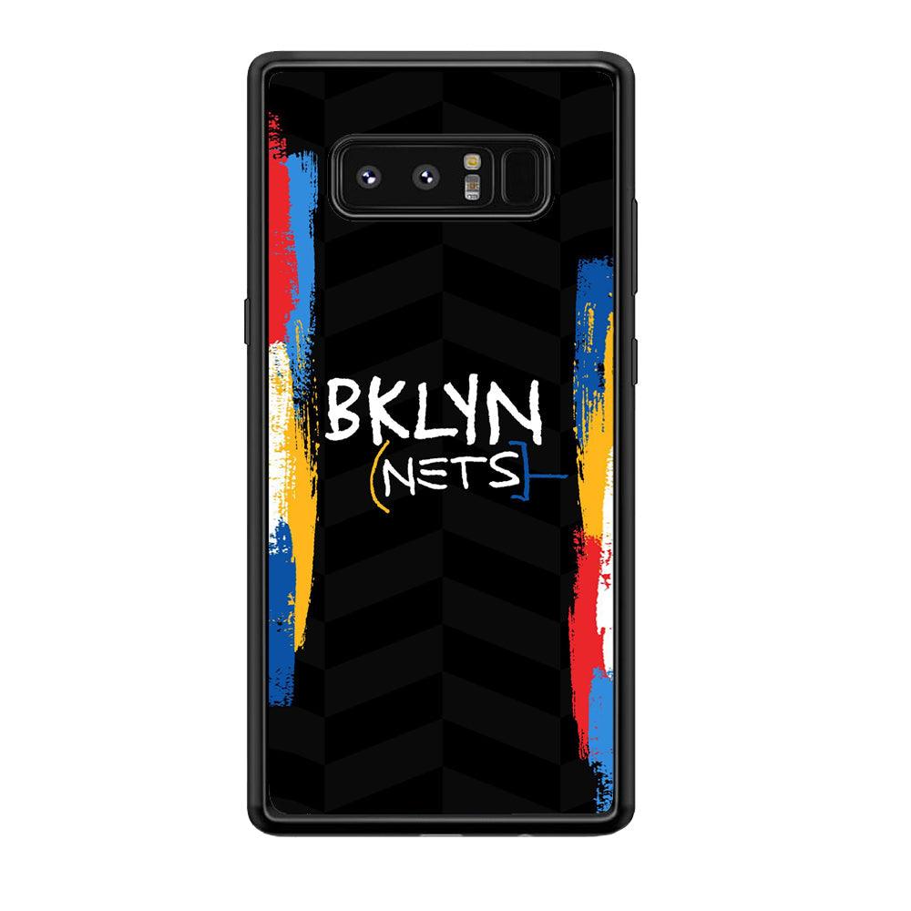 Brooklyn Nets Color Spray Jersey Samsung Galaxy Note 8 Case-Rubber Black (2D Case)-Oxvistore