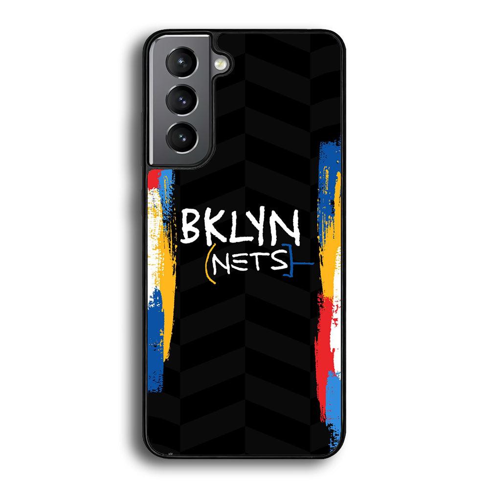 Brooklyn Nets Color Spray Jersey Samsung Galaxy S21 Case-Rubber Black (2D Case)-Oxvistore