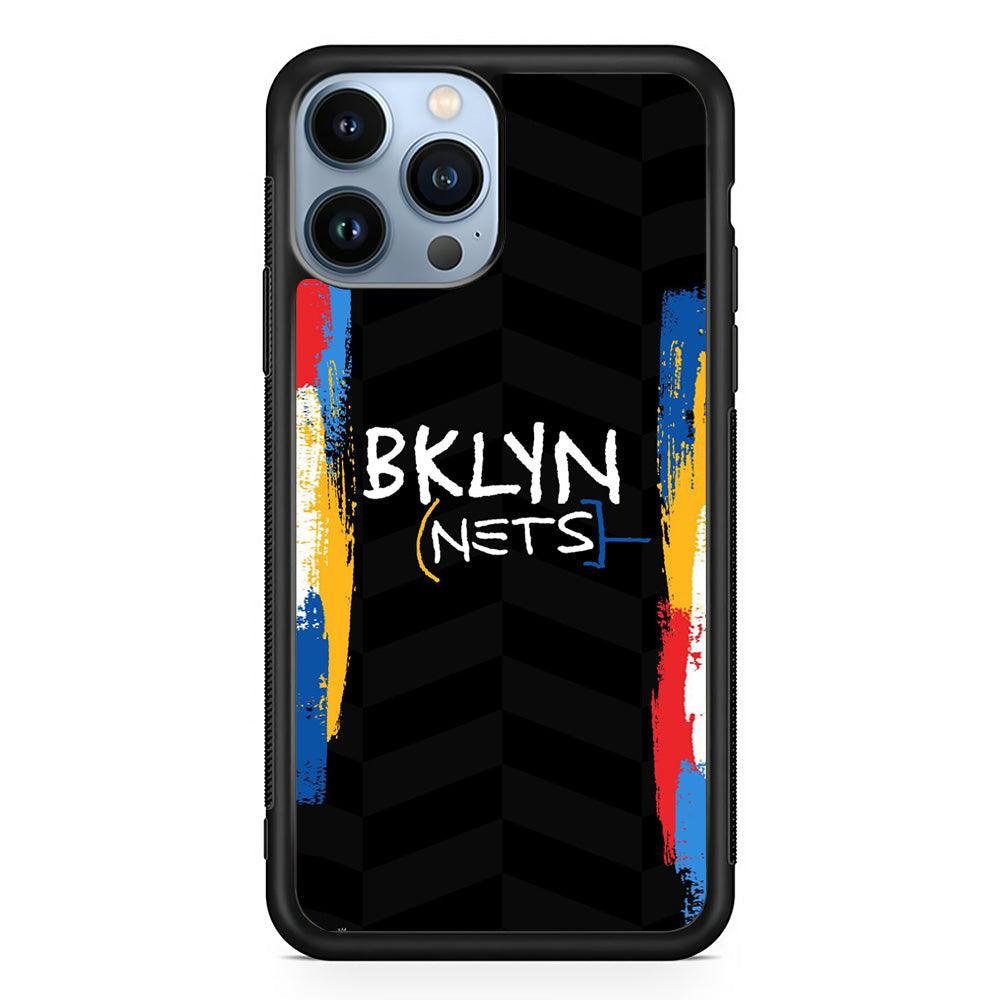 Brooklyn Nets Color Spray Jersey iPhone 14 Pro Case-Rubber Black (2D Case)-Oxvistore