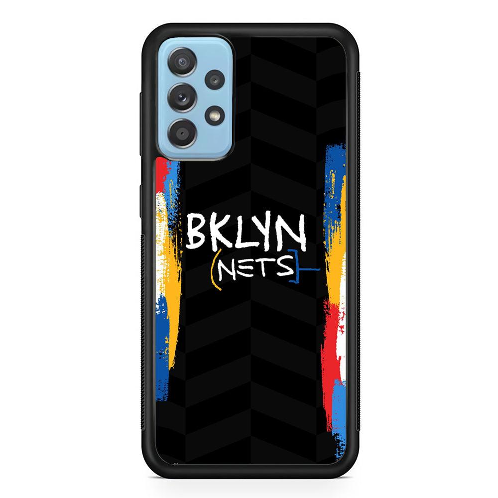 Brooklyn Nets Color Spray Jersey Samsung Galaxy A72 Case-Rubber Black (2D Case)-Oxvistore