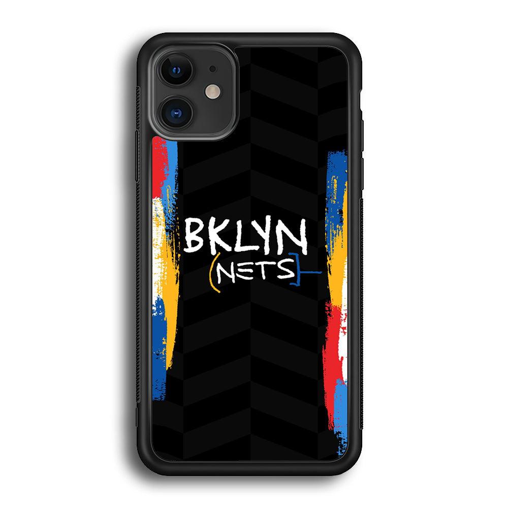 Brooklyn Nets Color Spray Jersey iPhone 12 Case-Rubber Black (2D Case)-Oxvistore