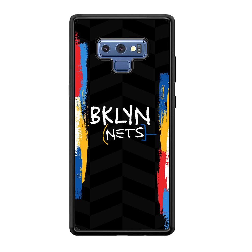 Brooklyn Nets Color Spray Jersey Samsung Galaxy Note 9 Case-Rubber Black (2D Case)-Oxvistore
