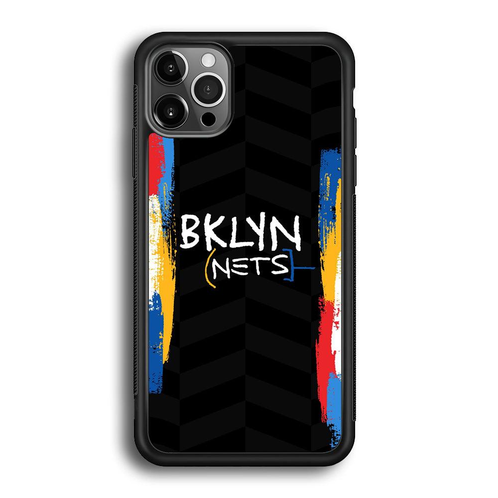 Brooklyn Nets Color Spray Jersey iPhone 12 Pro Case-Rubber Black (2D Case)-Oxvistore