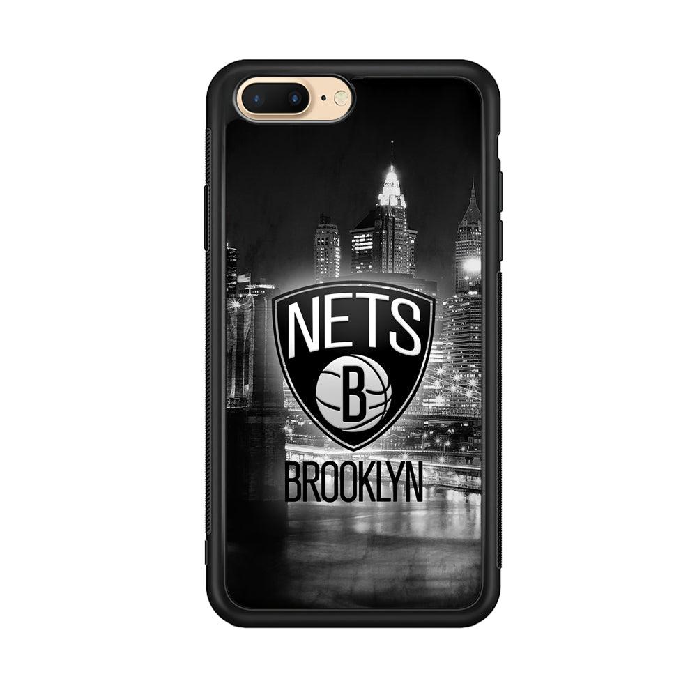 Brooklyn Nets Night Town iPhone 7 Plus Case-Rubber Black (2D Case)-Oxvistore