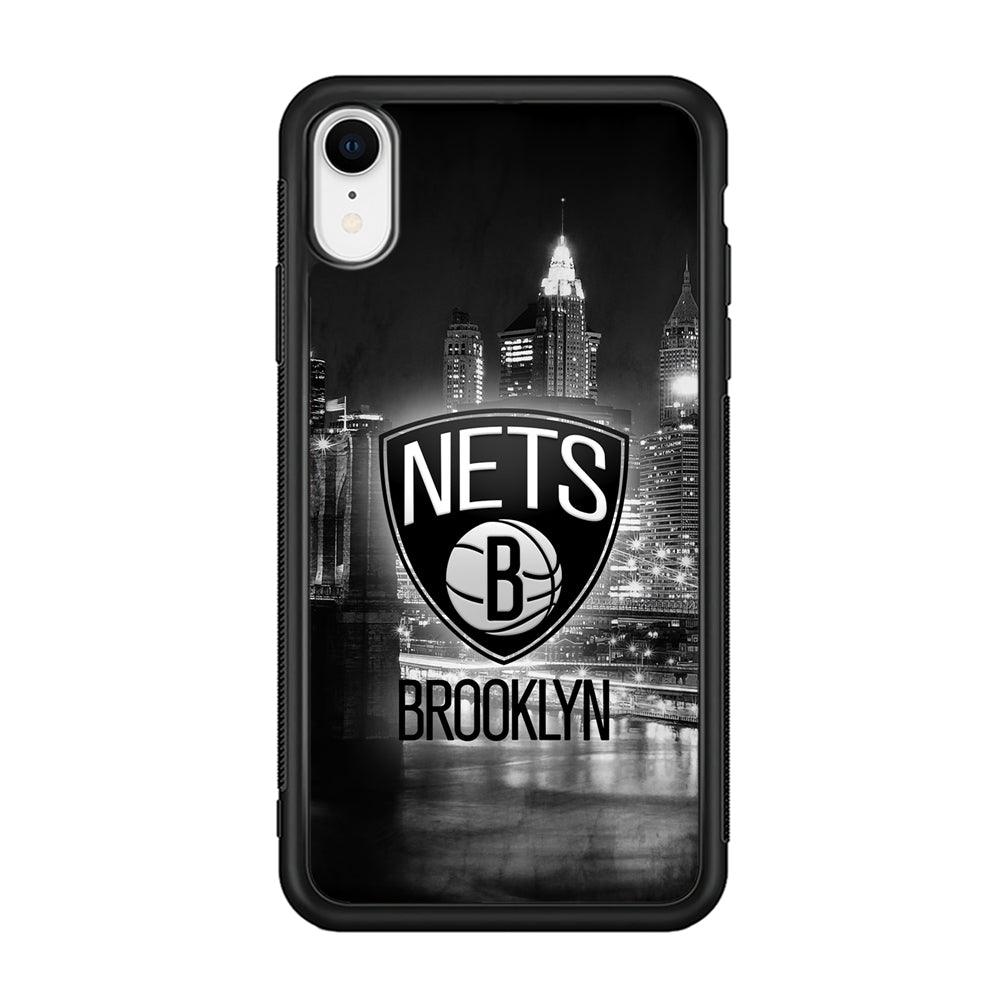 Brooklyn Nets Night Town iPhone XR Case-Rubber Black (2D Case)-Oxvistore