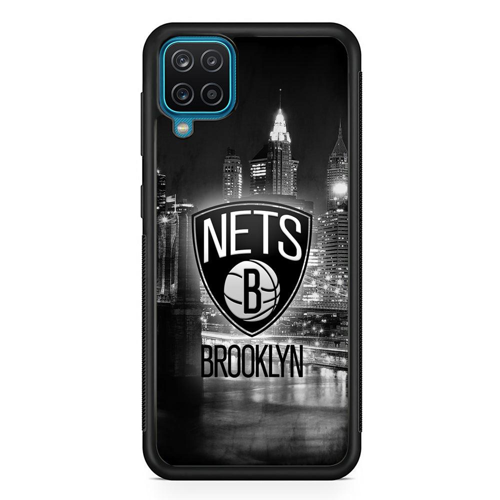 Brooklyn Nets Night Town Samsung Galaxy A12 Case-Rubber Black (2D Case)-Oxvistore