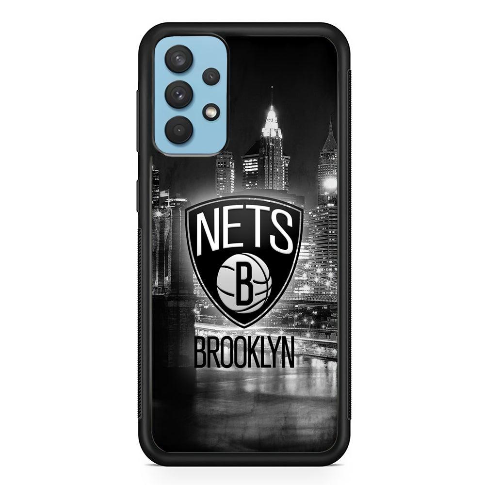 Brooklyn Nets Night Town Samsung Galaxy A32 Case-Rubber Black (2D Case)-Oxvistore