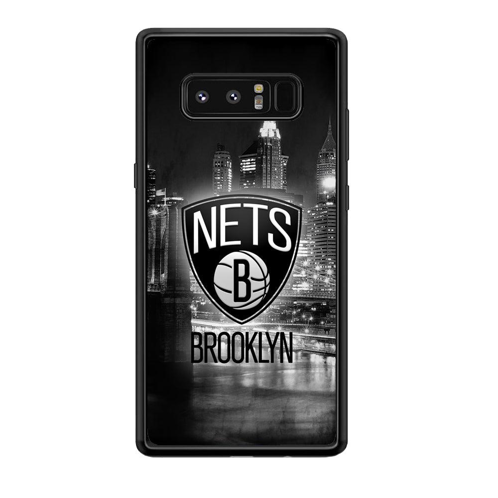 Brooklyn Nets Night Town Samsung Galaxy Note 8 Case-Rubber Black (2D Case)-Oxvistore