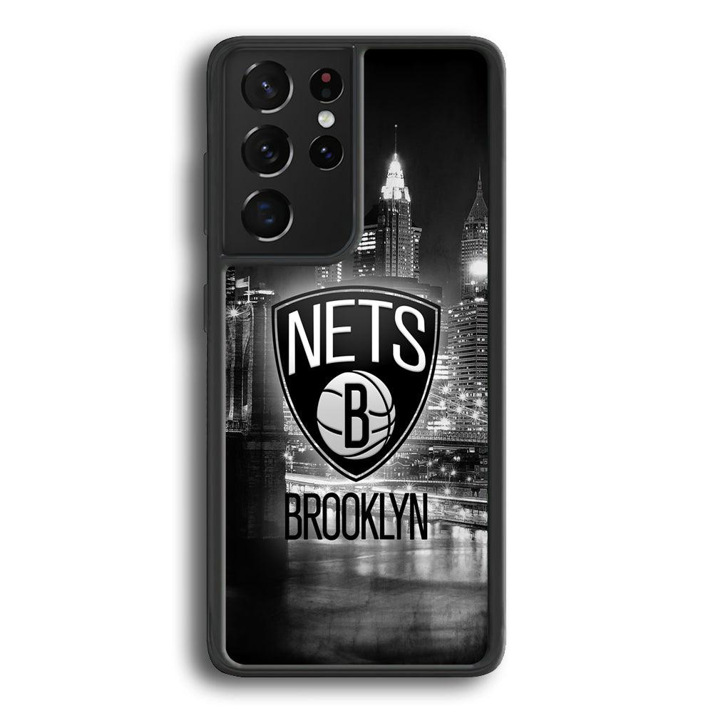 Brooklyn Nets Night Town Samsung Galaxy S23 Ultra Case-Rubber Black (2D Case)-Oxvistore