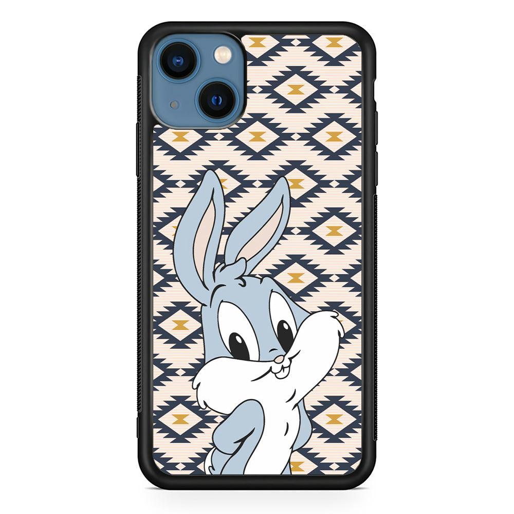 Bug Bunny Kid Plain Smile iPhone 15 Case-Rubber White (2D Case)-Oxvistore